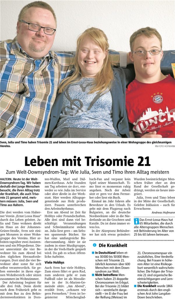 Leben mit Trisomie 21 RN 21.03.2017 • Ernst Lossa Haus e.V.